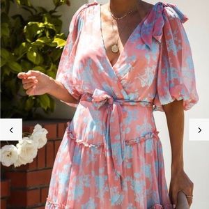 Pink and blue babydoll ruffle dress